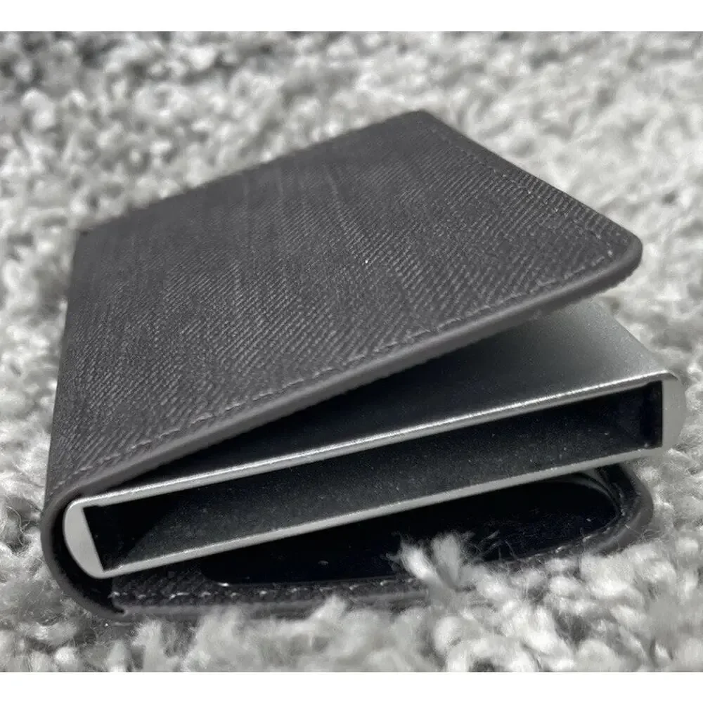 Dark Grey Trifold Leather Wallet Men’s Accessory